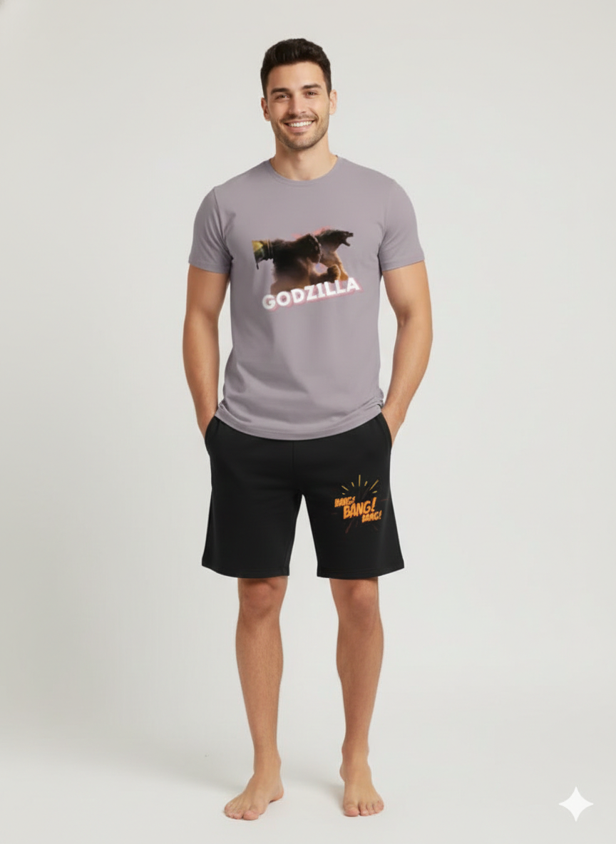 Teeptop mens shorts with Teeptop lavender t shirt