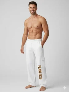 Cotton Baggy Pants White-cargo pants for men