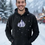 Black Hoodie Snowfall Prints