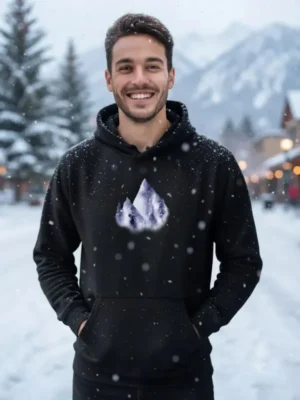 Black Hoodie Snowfall Prints