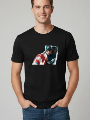 Teeptop Captain America Black round neck t shirt