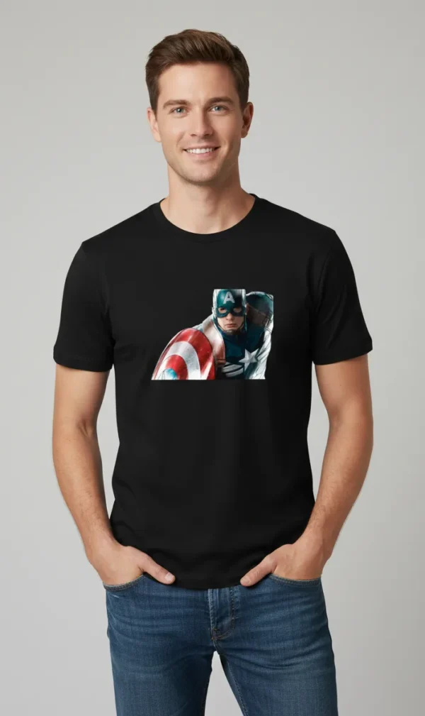 Teeptop Captain America Black round neck t shirt
