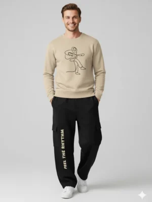 Teeptop Fleece Black Trousers Mens