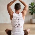 Teeptopfashion white tank top back yoga pose