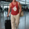 relaxed fit t shirt with red tank top