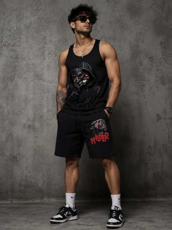 Hacker Print Black Tank Top Cord Set